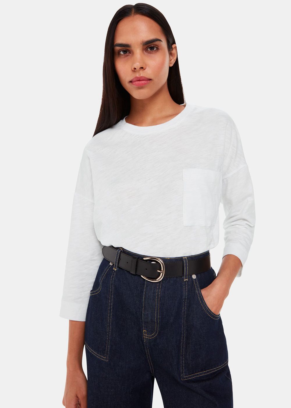 Whistles Cotton Patch Pocket Top White | US-70952UNKM