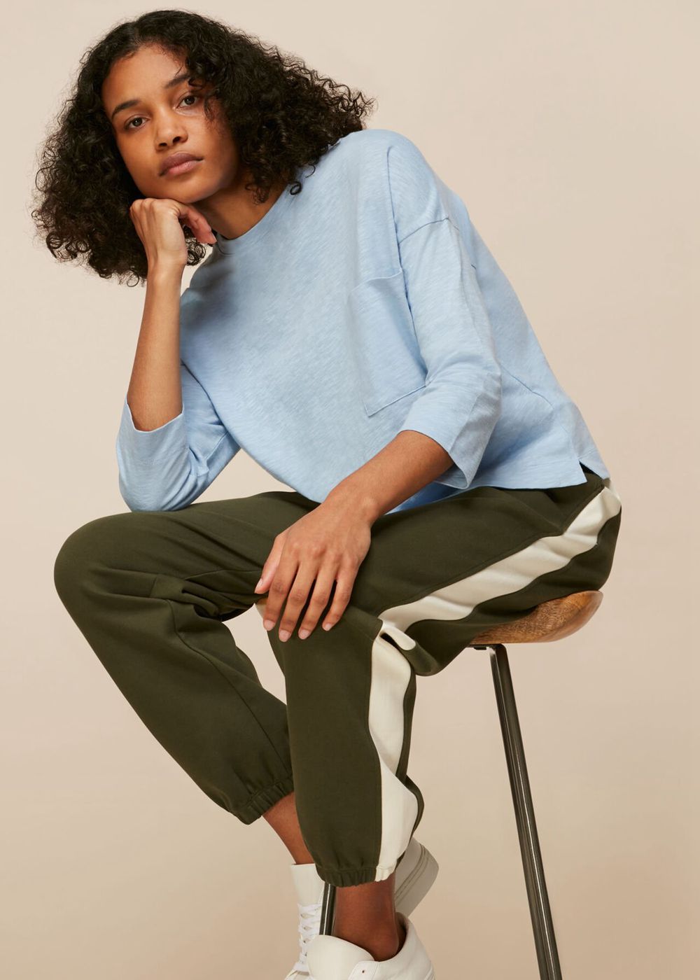 Whistles Cotton Pocket Top Blue | US-29358WMVH