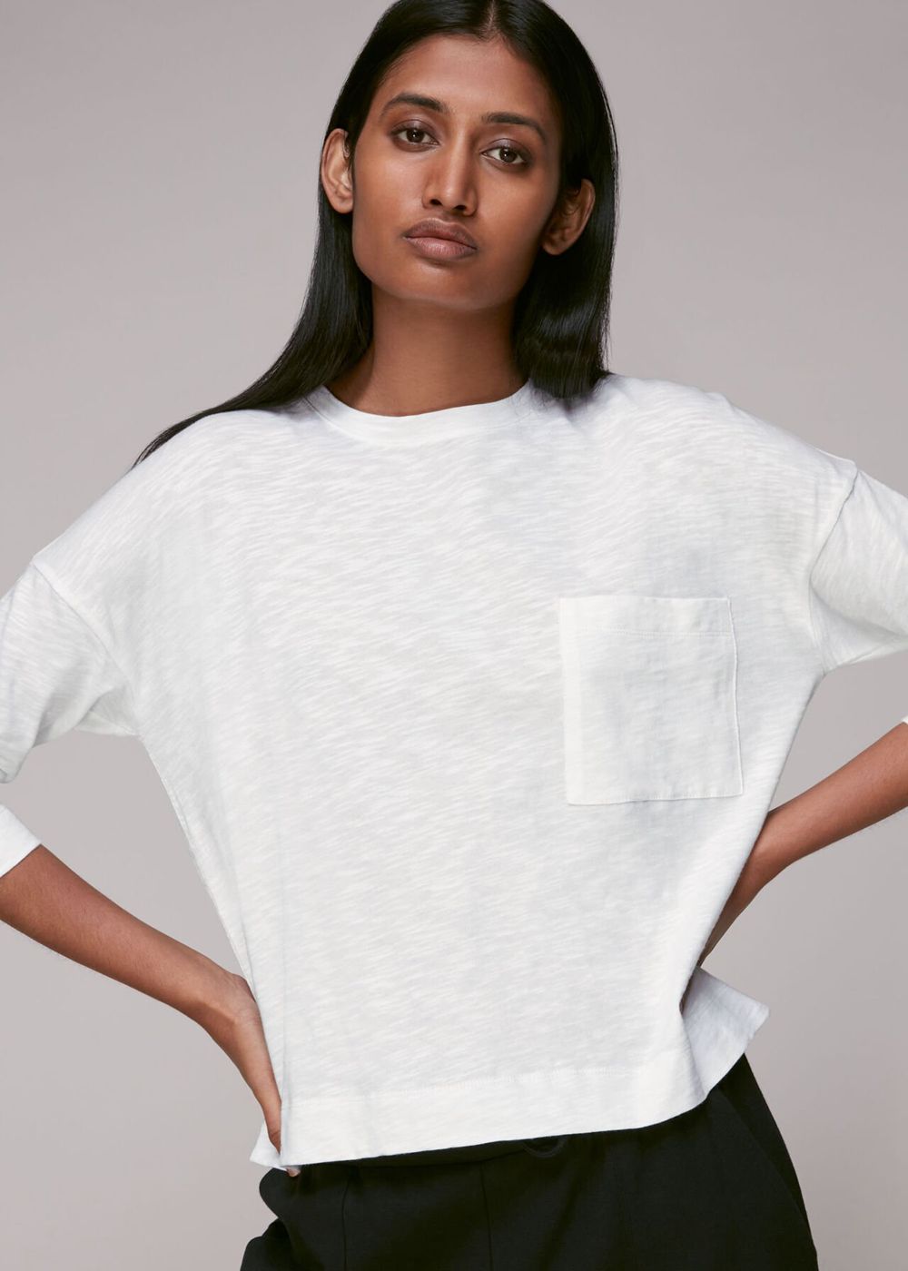 Whistles Cotton Pocket Top White | US-12753QRYA