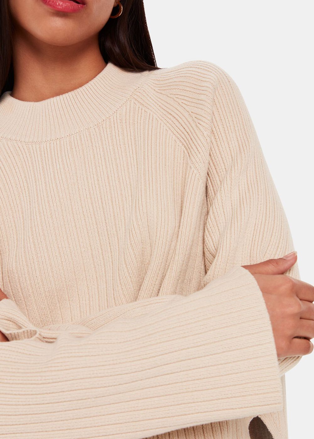 Whistles Cotton Rib Crew Neck Knitwear White | US-25694IKEZ