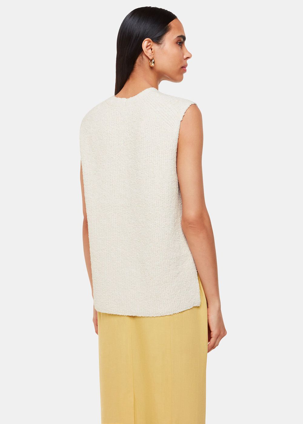 Whistles Cotton Textured V Neck Knitwear White | US-65017JUSG