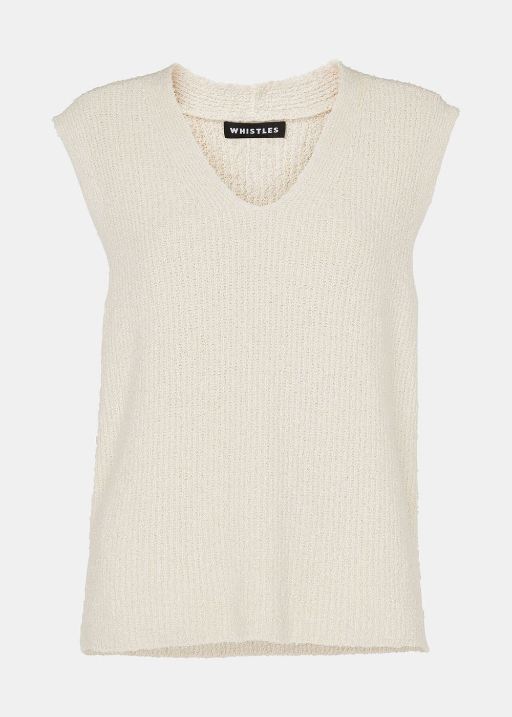 Whistles Cotton Textured V Neck Knitwear White | US-65017JUSG