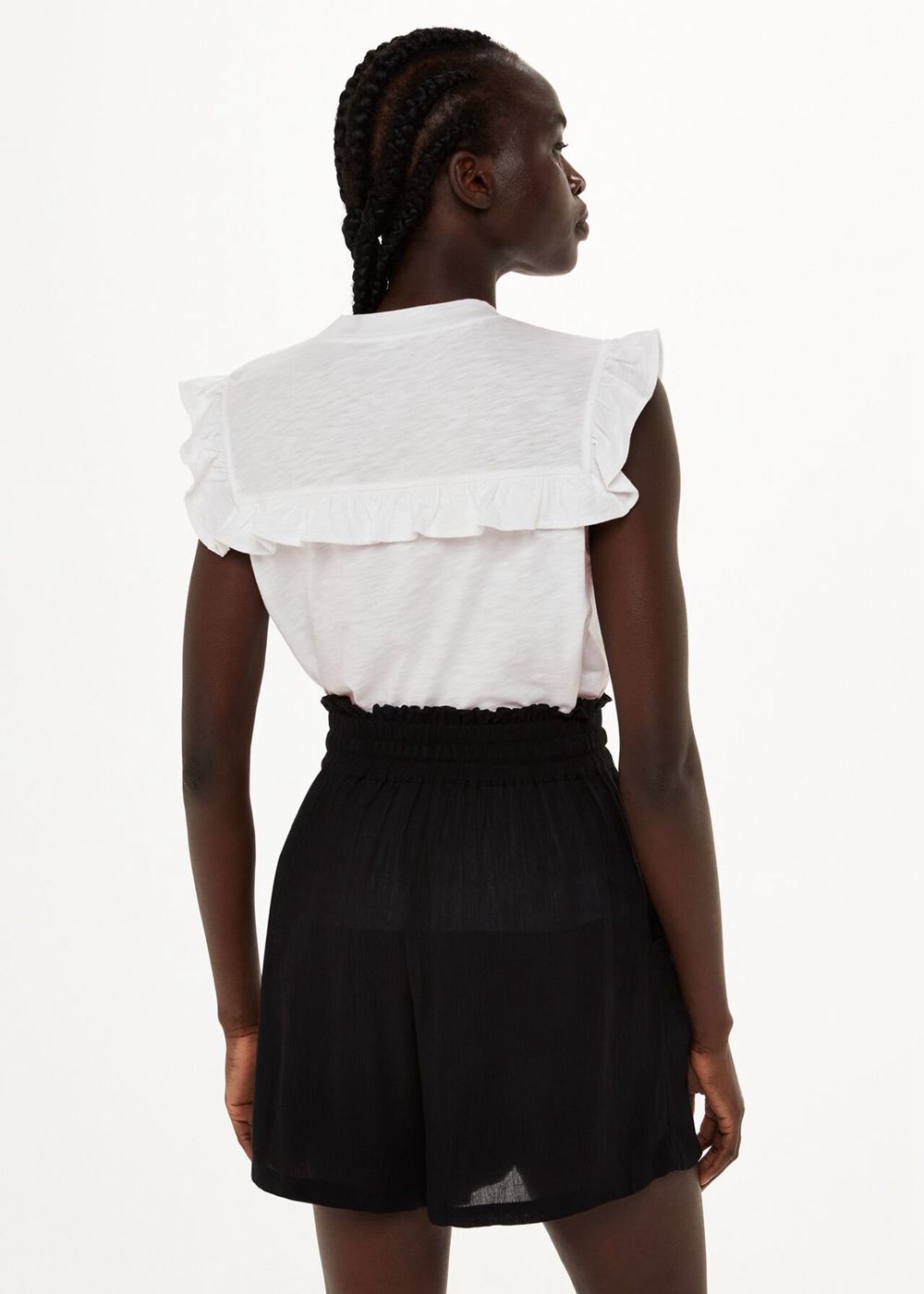 Whistles Cotton Yoke Frill Top White | US-86237SOHM