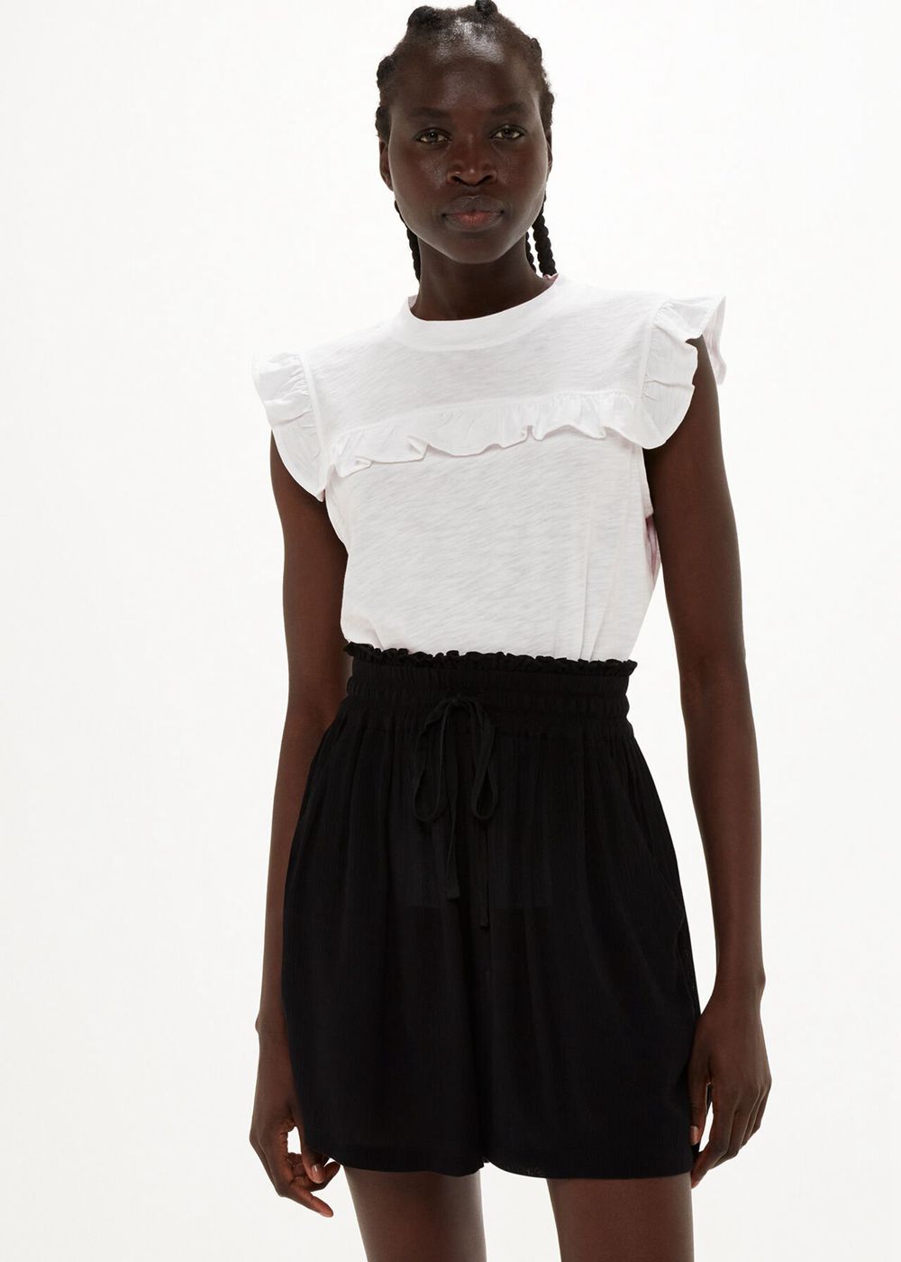 Whistles Cotton Yoke Frill Top White | US-86237SOHM