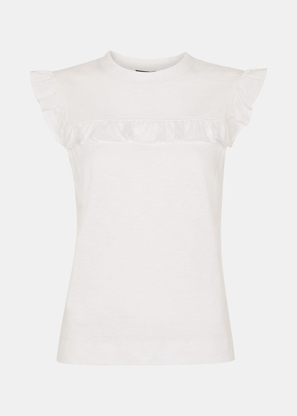 Whistles Cotton Yoke Frill Top White | US-86237SOHM