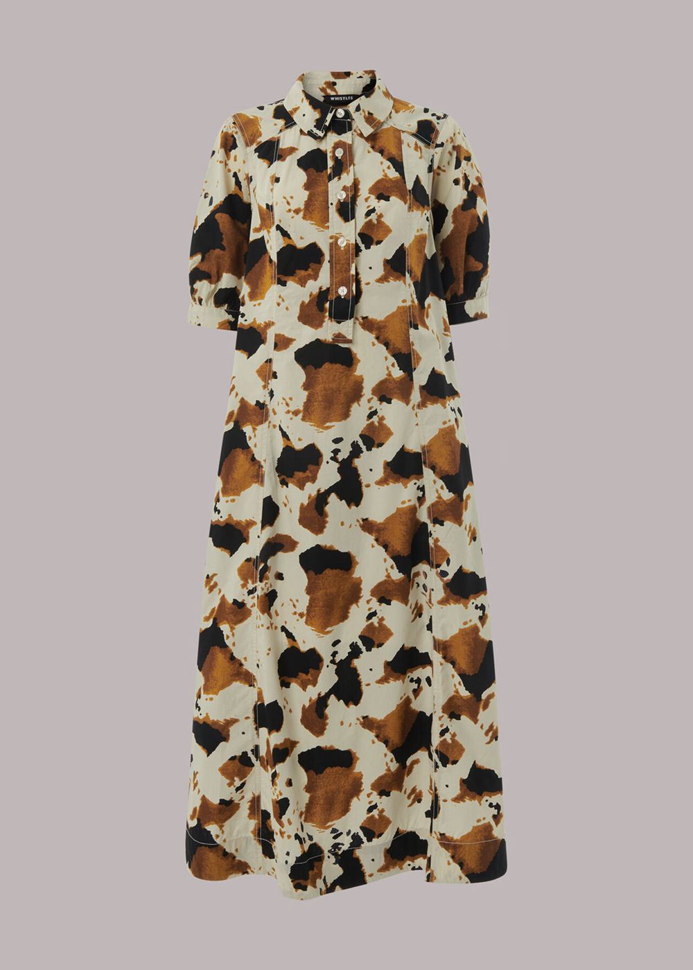 Whistles Cow Print Shirt Dress Brown / Multicolor | US-80142KDWA