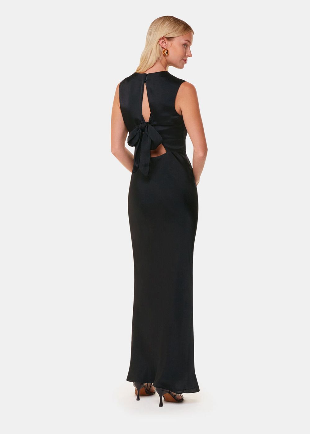 Whistles Cowl Neck Satin Maxi Dress Black | US-79342SWFY