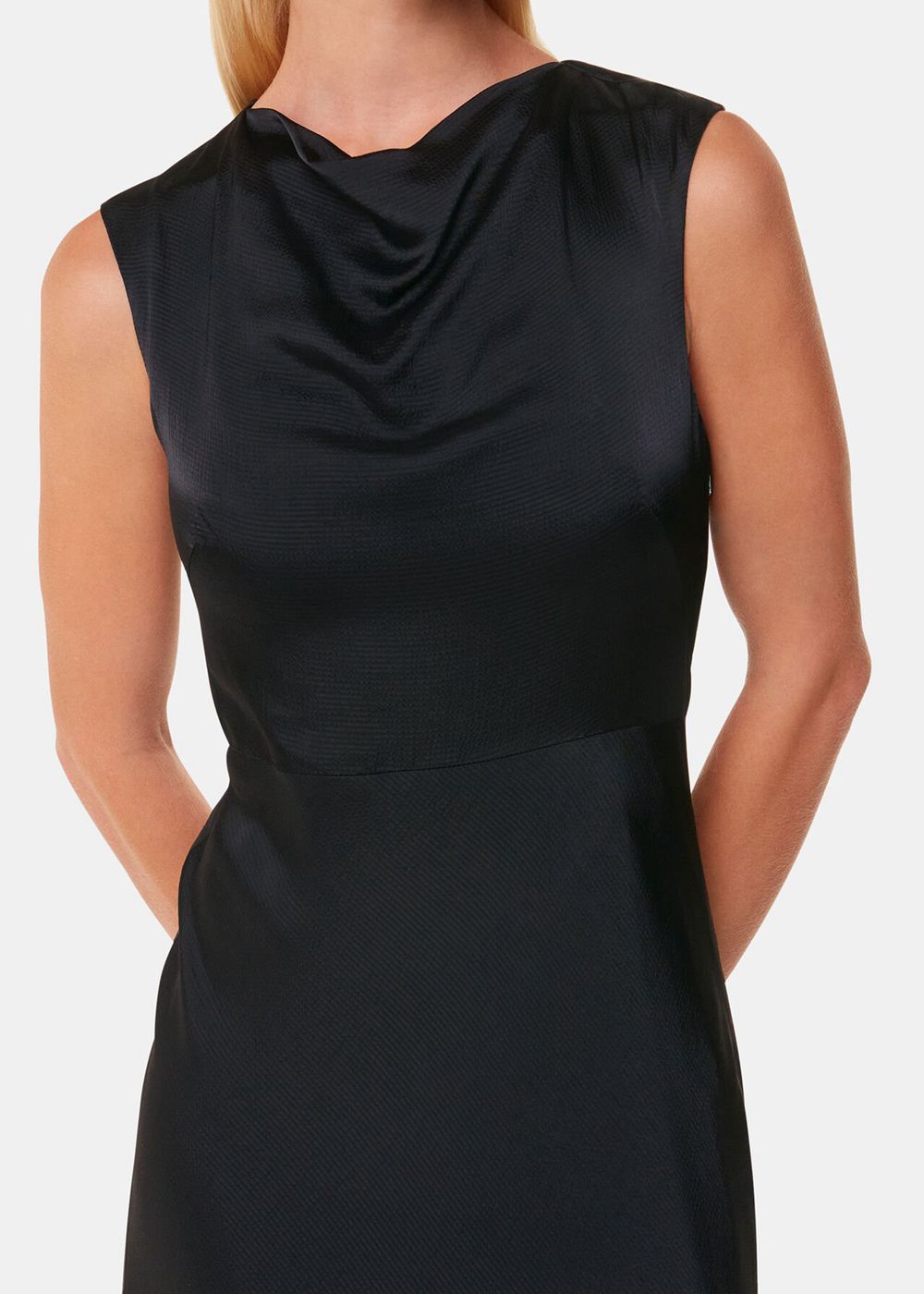 Whistles Cowl Neck Satin Maxi Dress Black | US-79342SWFY