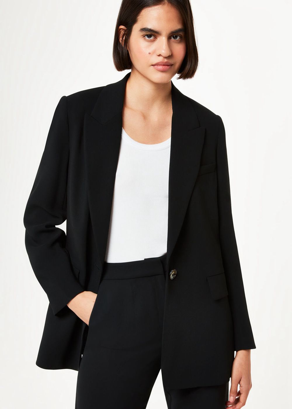 Whistles Crepe Boyfriend Blazer Black | US-39271YQDU