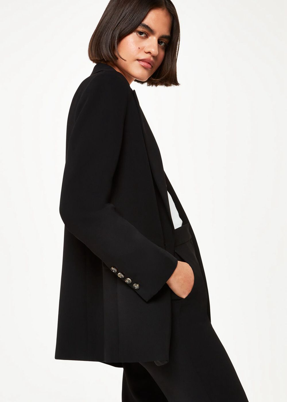 Whistles Crepe Boyfriend Blazer Black | US-39271YQDU