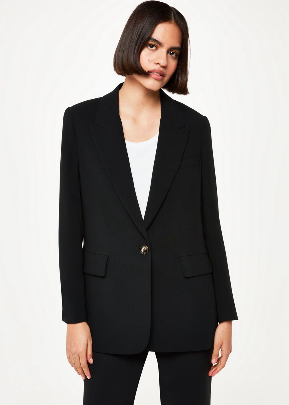 Whistles Crepe Boyfriend Blazer Black | US-39271YQDU