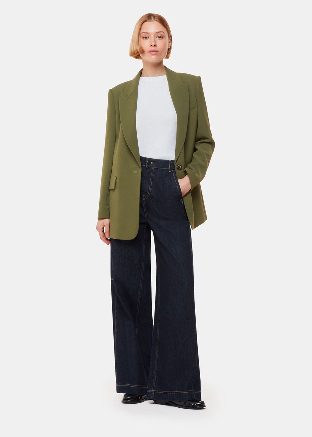 Whistles Crepe Boyfriend Blazer Khaki | US-94182DAQR