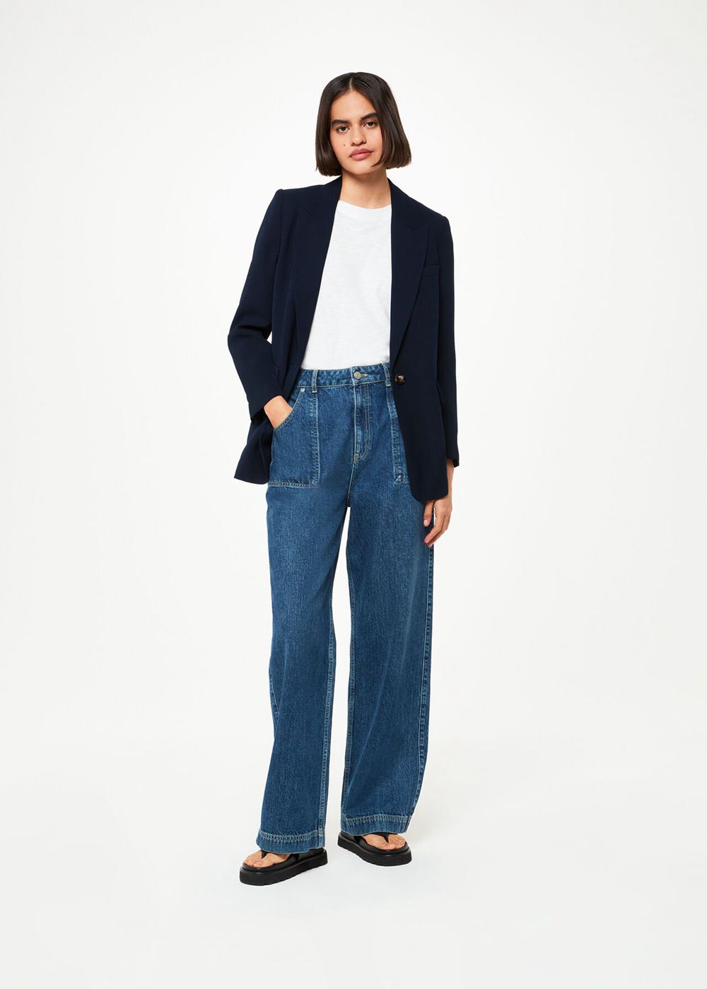 Whistles Crepe Boyfriend Blazer Navy | US-97108OKFA