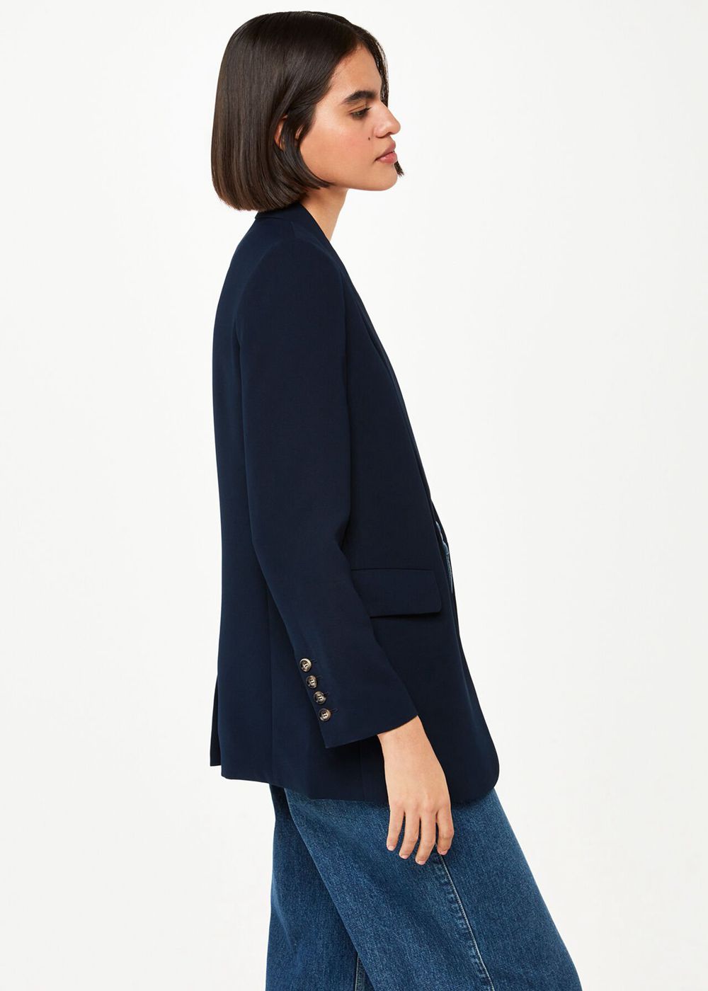 Whistles Crepe Boyfriend Blazer Navy | US-97108OKFA