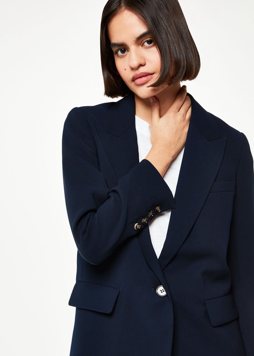 Whistles Crepe Boyfriend Blazer Navy | US-97108OKFA