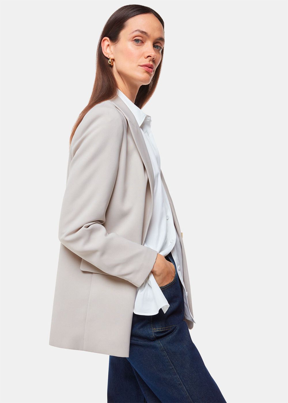 Whistles Crepe Boyfriend Blazer Neutral | US-62830IGXW