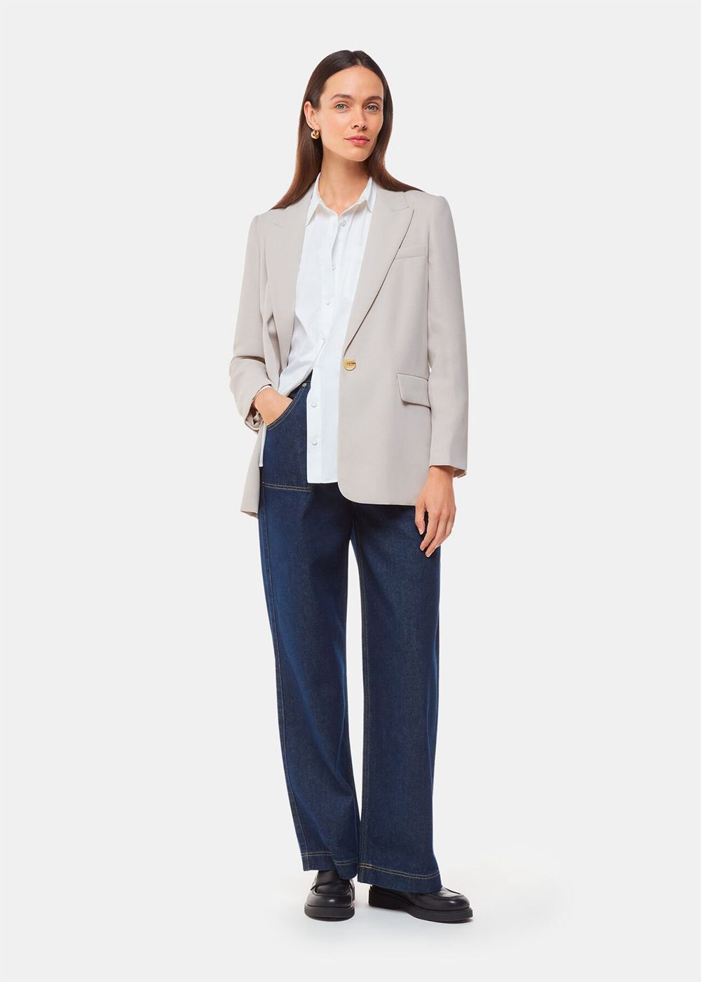 Whistles Crepe Boyfriend Blazer Neutral | US-62830IGXW