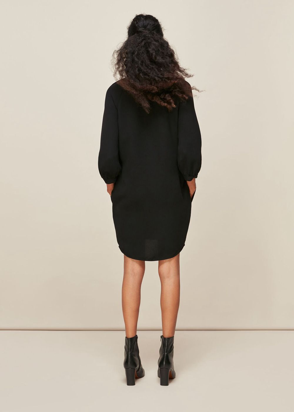 Whistles Crepe Button Through Dress Black | US-50613UXTF