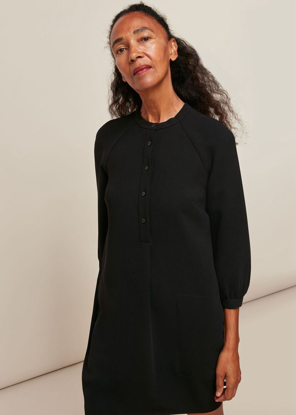 Whistles Crepe Button Through Dress Black | US-50613UXTF