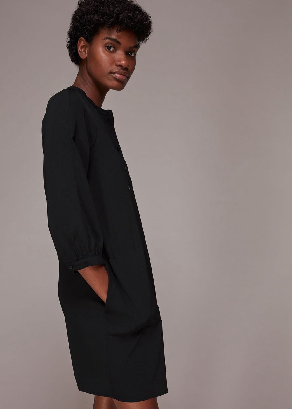 Whistles Crepe Cocoon Dress Black | US-96483OXQU