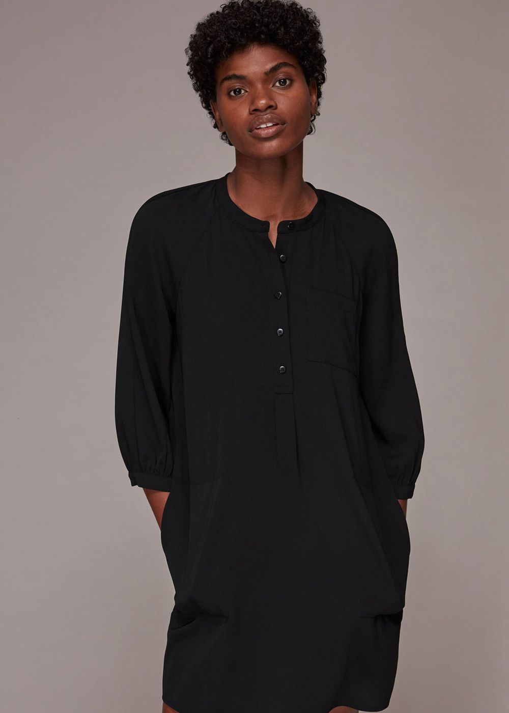 Whistles Crepe Cocoon Dress Black | US-96483OXQU