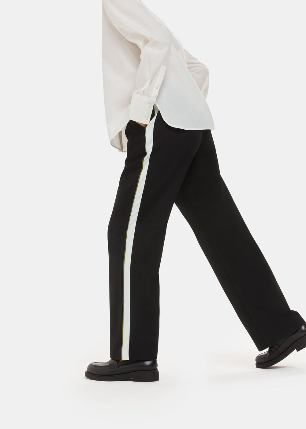 Whistles Crepe Side Stripe Pants Black / Multicolor | US-42098FCWI