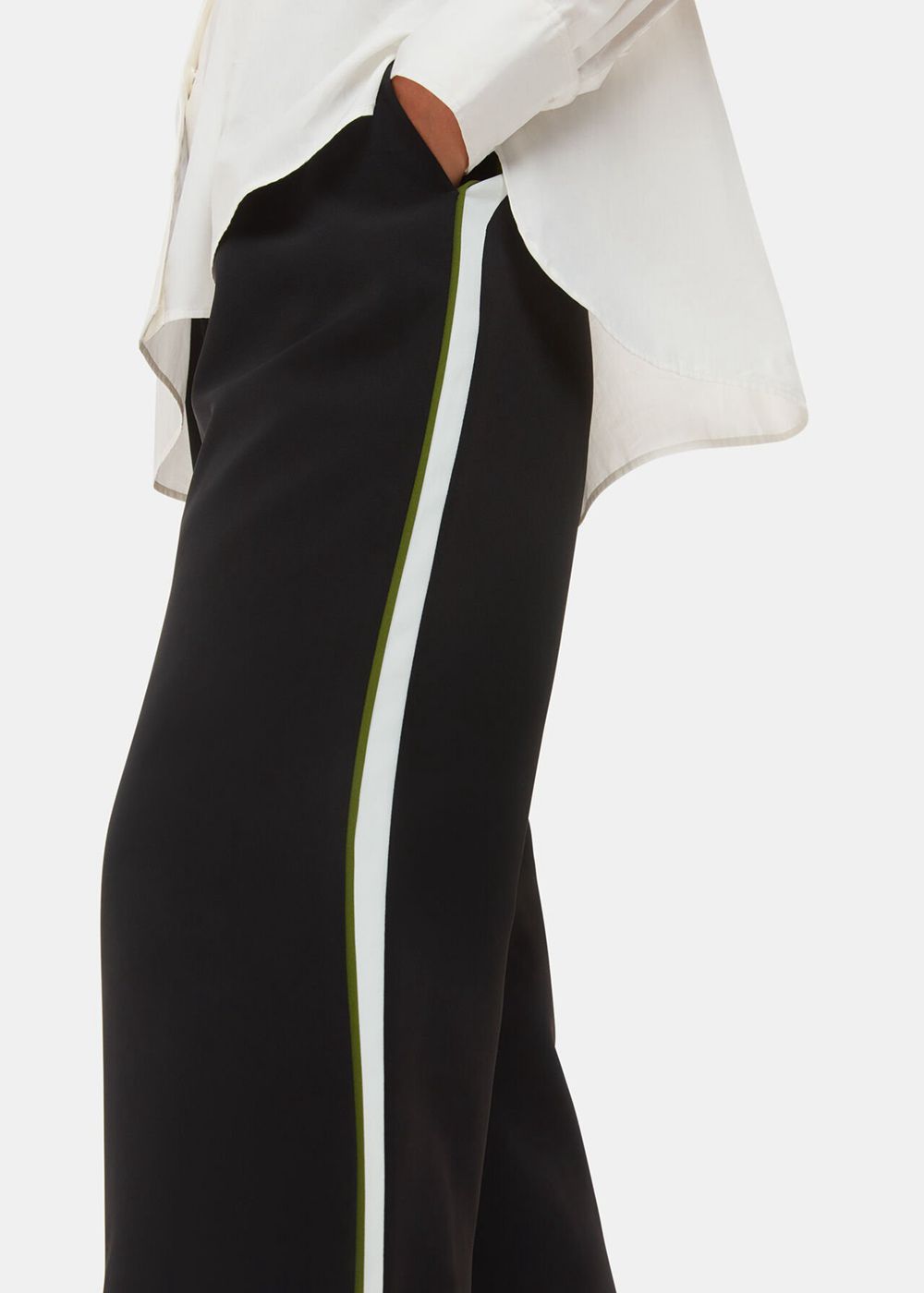 Whistles Crepe Side Stripe Pants Black / Multicolor | US-42098FCWI