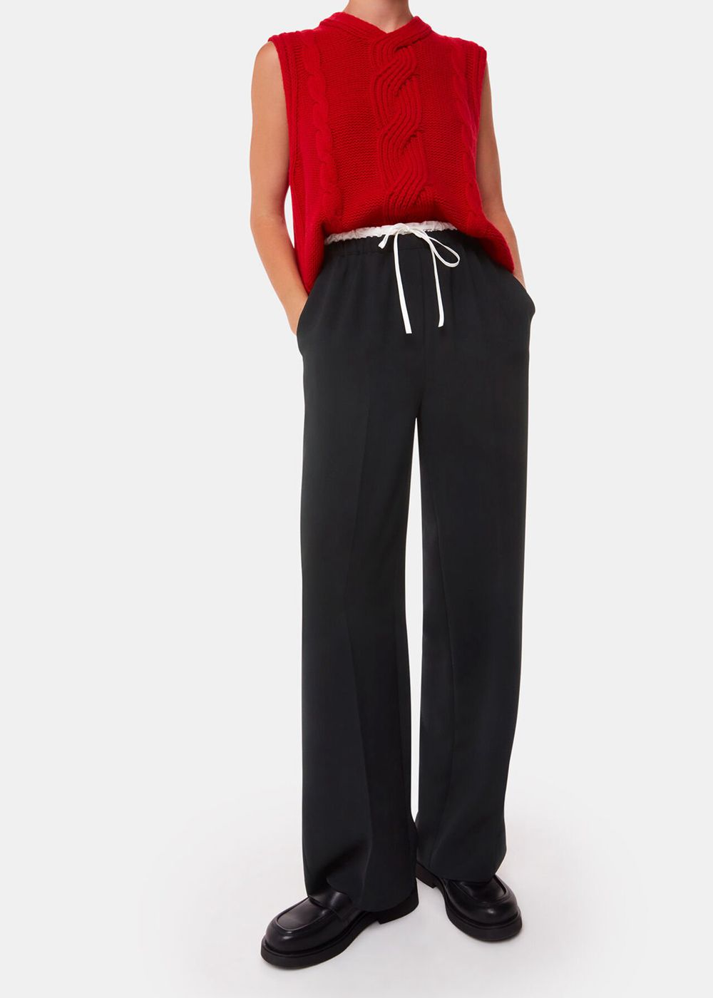 Whistles Crepe Waistband Detail Pants Black | US-08654LPGA