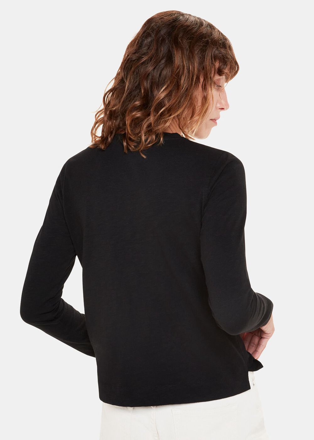 Whistles Crew Neck Pocket Top Black | US-23697ZSUD