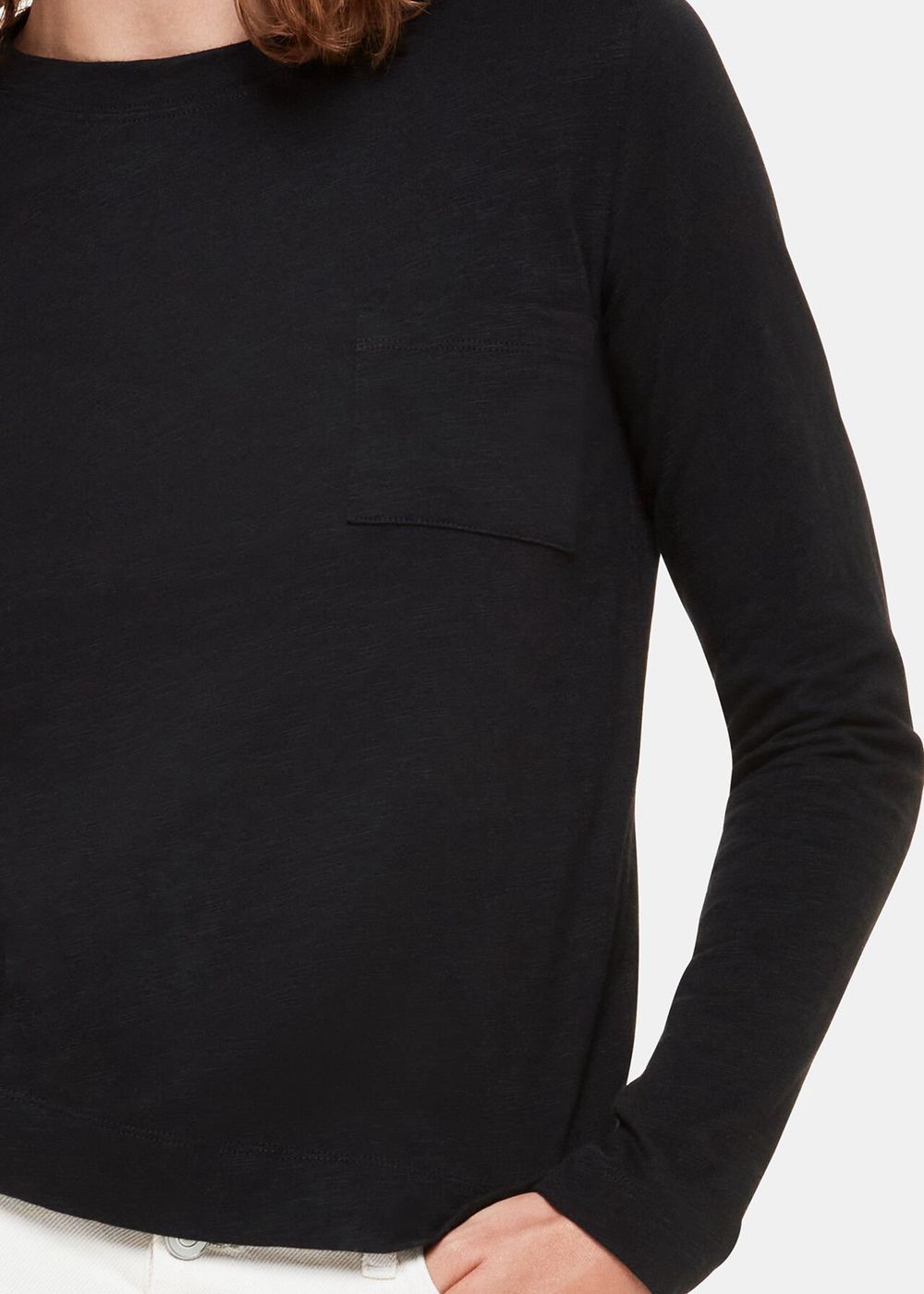 Whistles Crew Neck Pocket Top Black | US-23697ZSUD