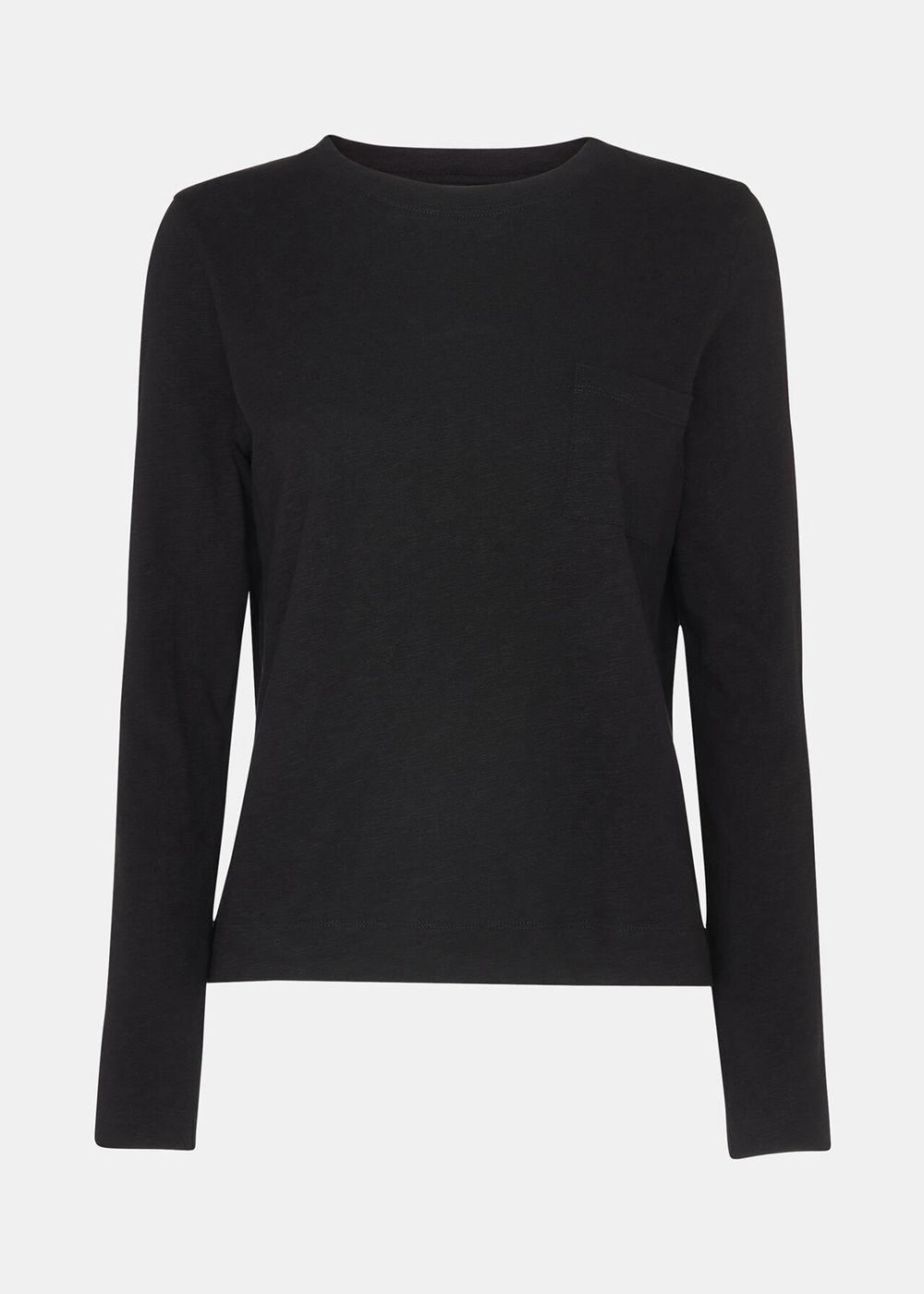 Whistles Crew Neck Pocket Top Black | US-23697ZSUD