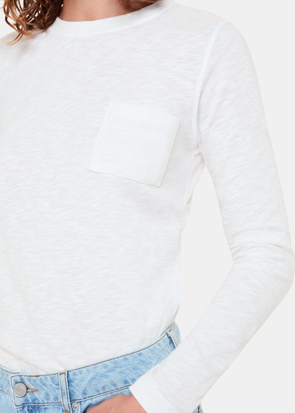 Whistles Crew Neck Pocket Top White | US-39826EUMY