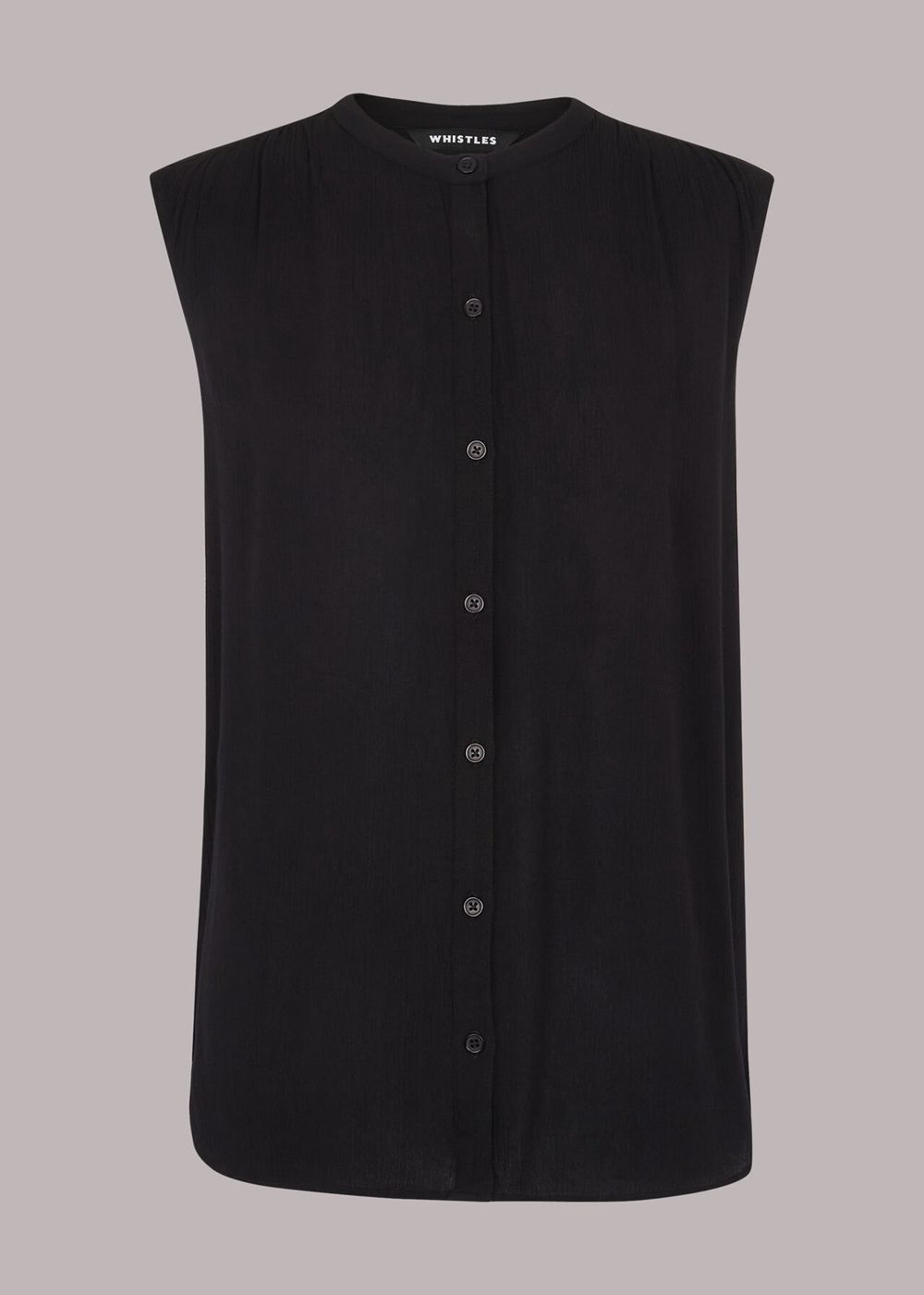 Whistles Crinkle Button Front Tank Top Black | US-74926GVJD