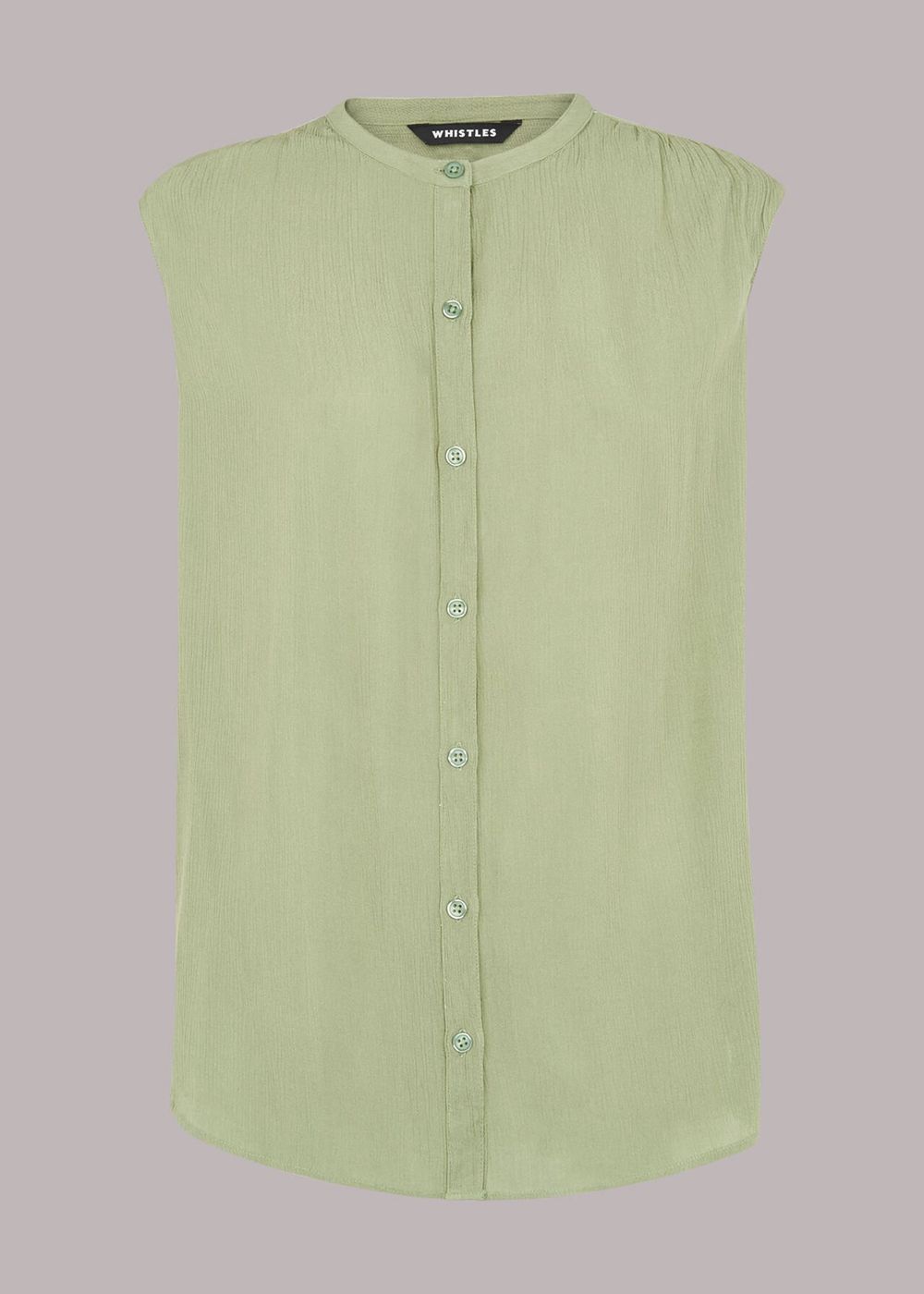 Whistles Crinkle Button Front Tank Top Olive Green | US-09684WQAM