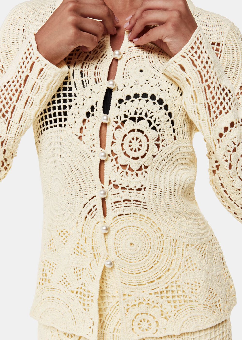 Whistles Crochet Circle Shirts Yellow | US-68349ADBU