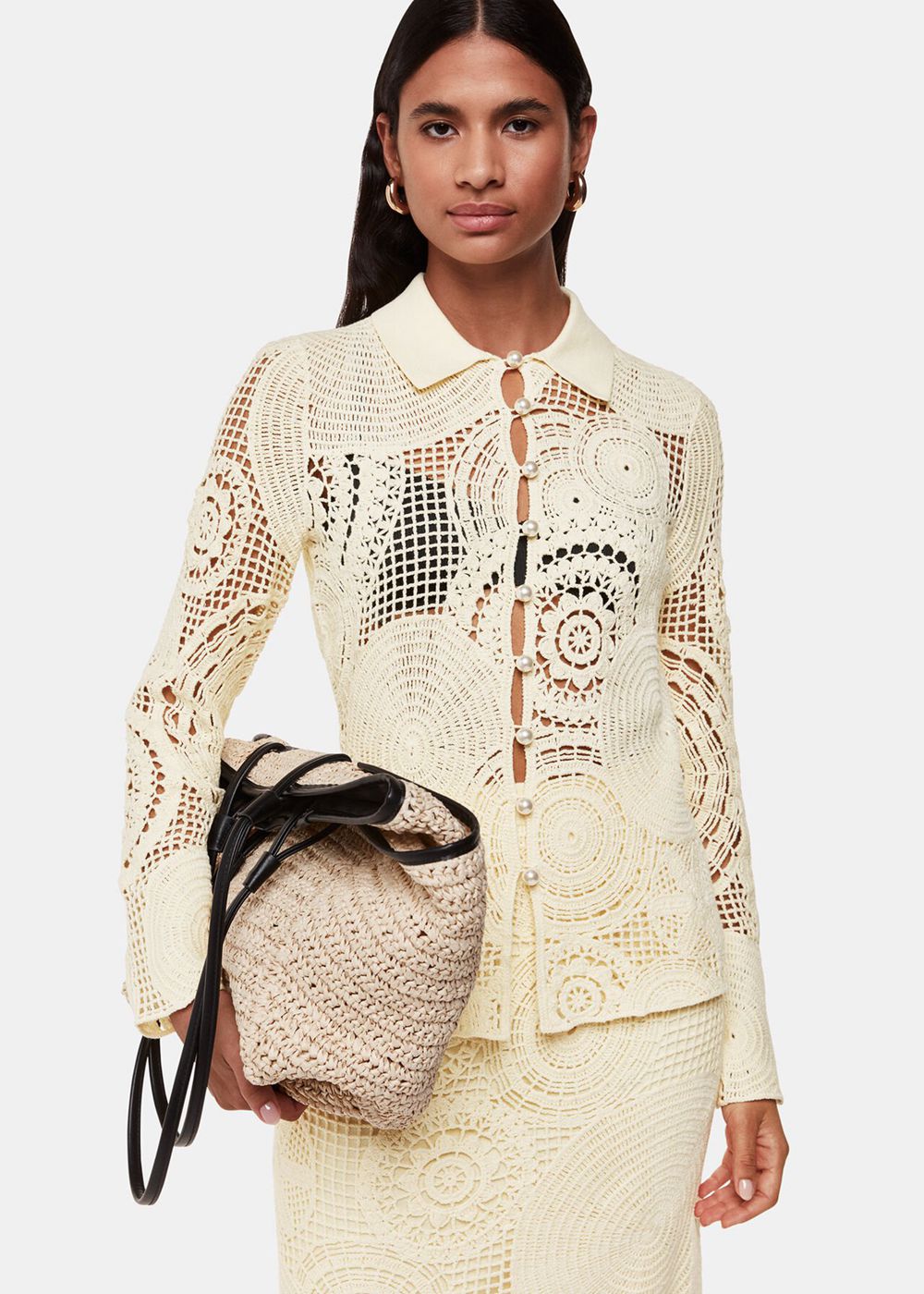 Whistles Crochet Circle Shirts Yellow | US-68349ADBU