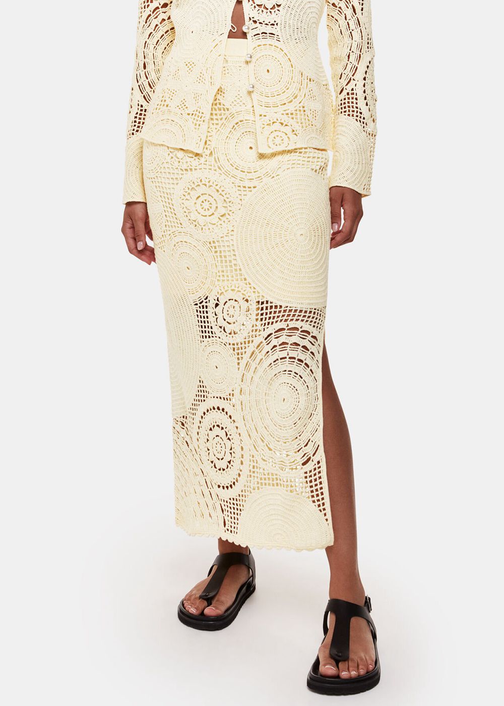 Whistles Crochet Circle Skirts Yellow | US-56047REJA