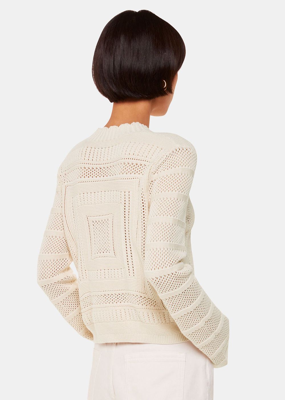 Whistles Crochet Detail Knitwear White | US-42956TCBX