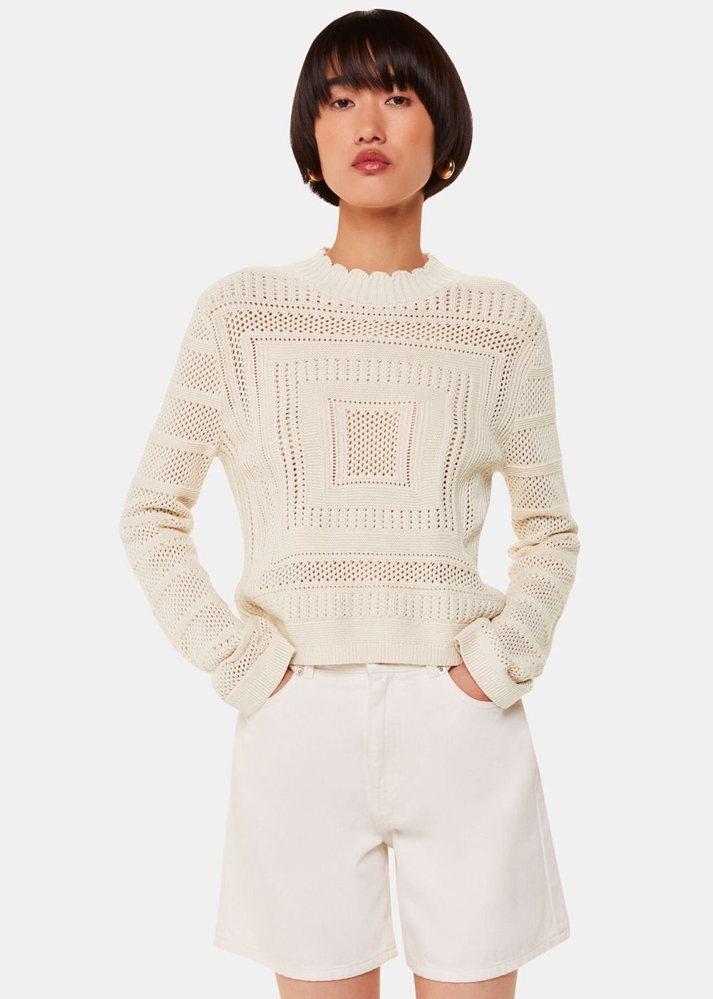 Whistles Crochet Detail Knitwear White | US-42956TCBX