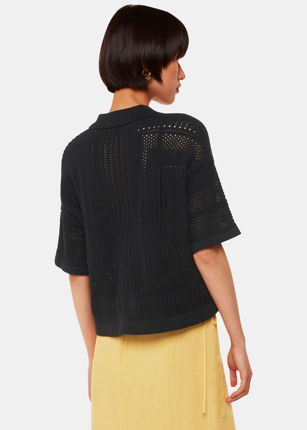 Whistles Crochet Knitted Shirts Black | US-10896JXGD