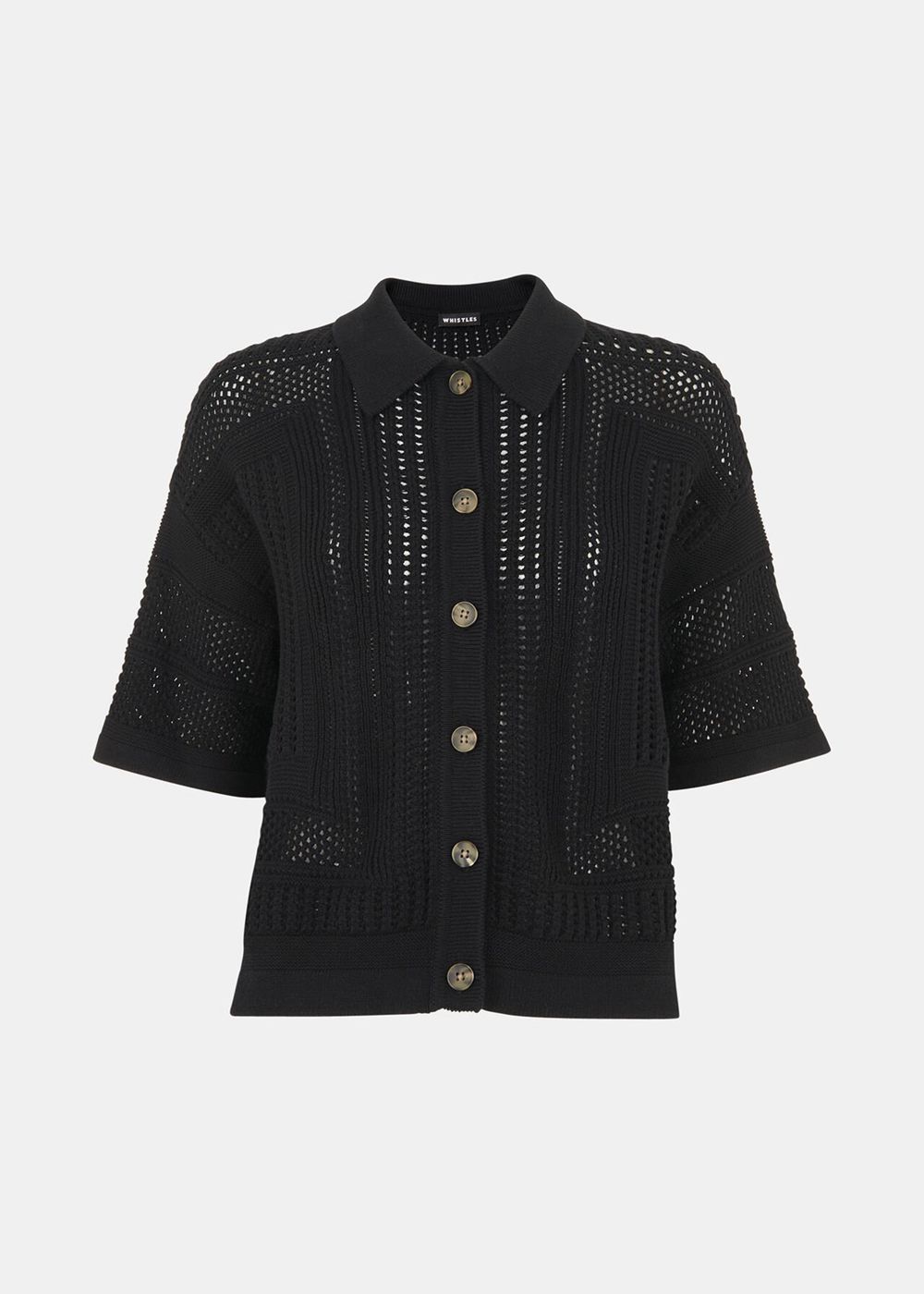 Whistles Crochet Knitted Shirts Black | US-10896JXGD