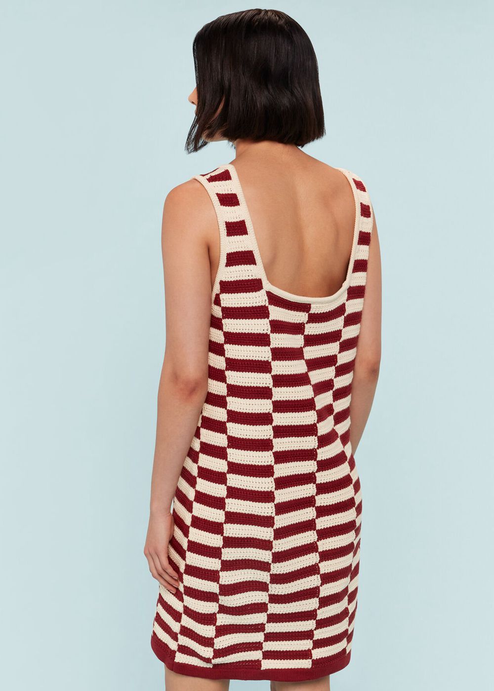 Whistles Crochet Stepped Stripe Dress Burgundy / Multicolor | US-47923GIUM