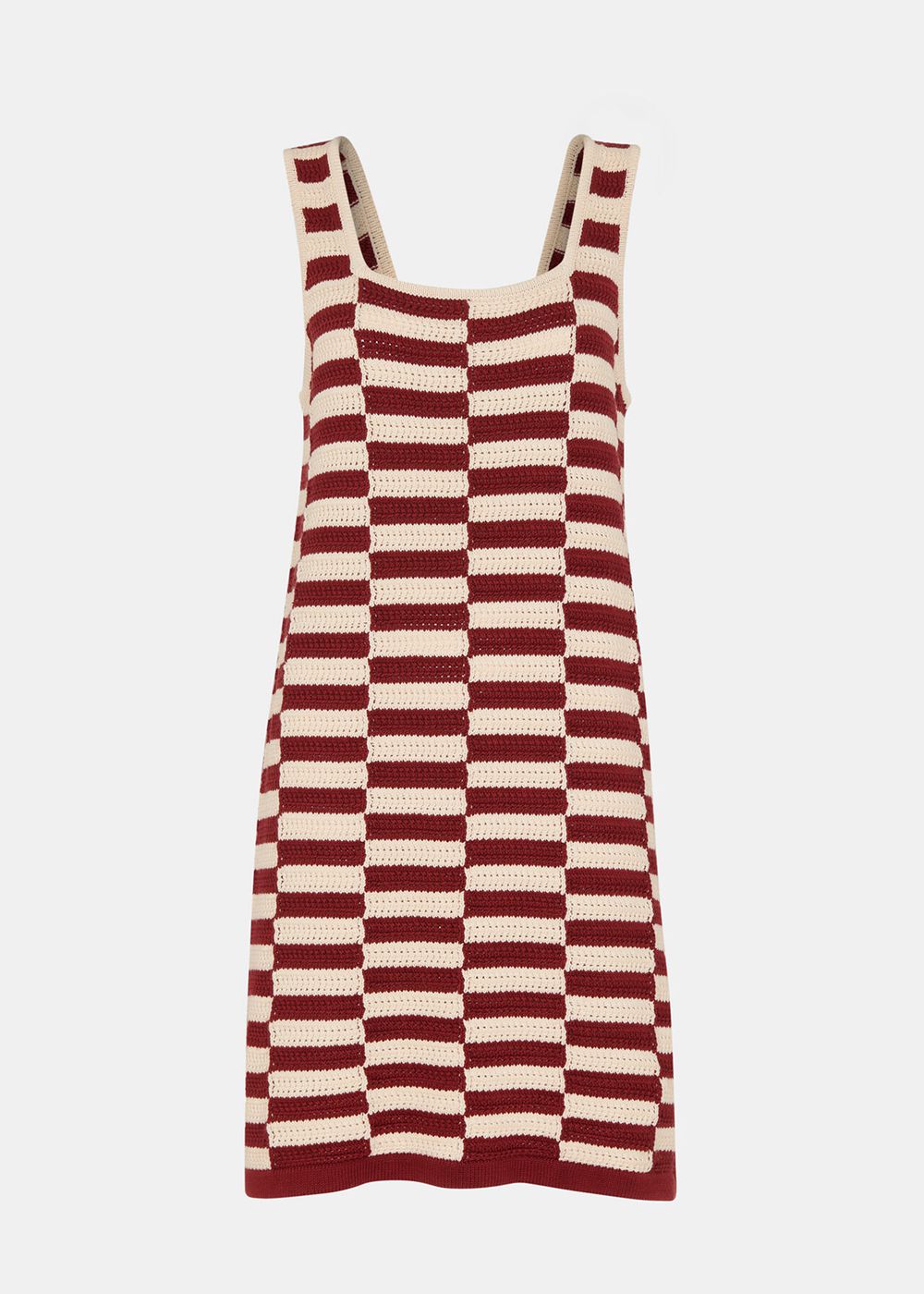 Whistles Crochet Stepped Stripe Dress Burgundy / Multicolor | US-47923GIUM