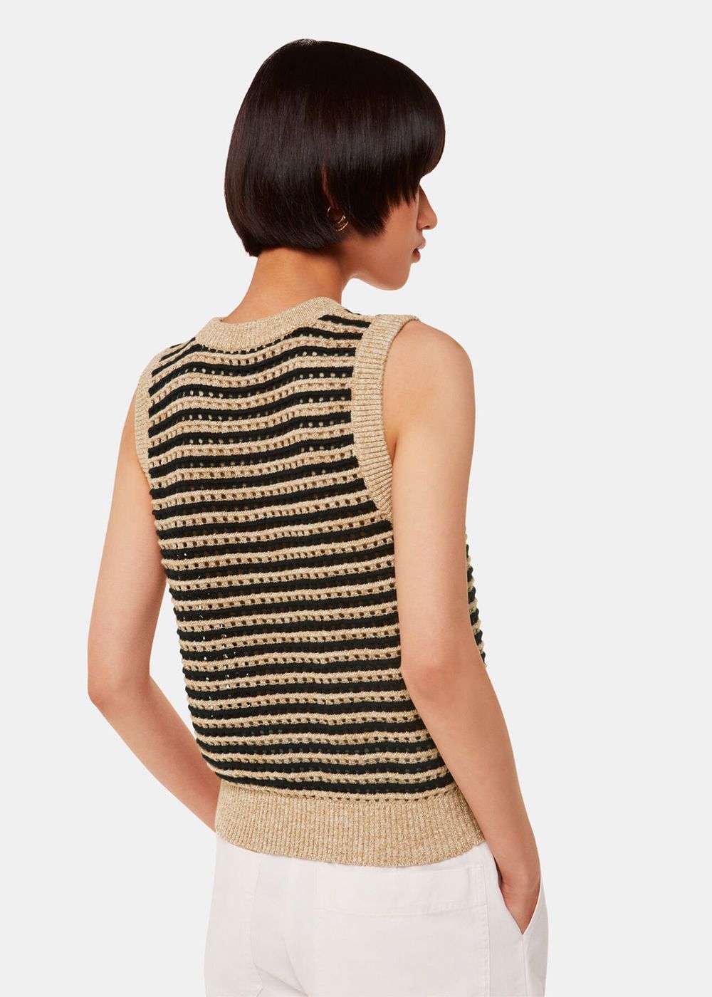 Whistles Crochet Stripe Knitwear Black / Multicolor | US-82936VUZM