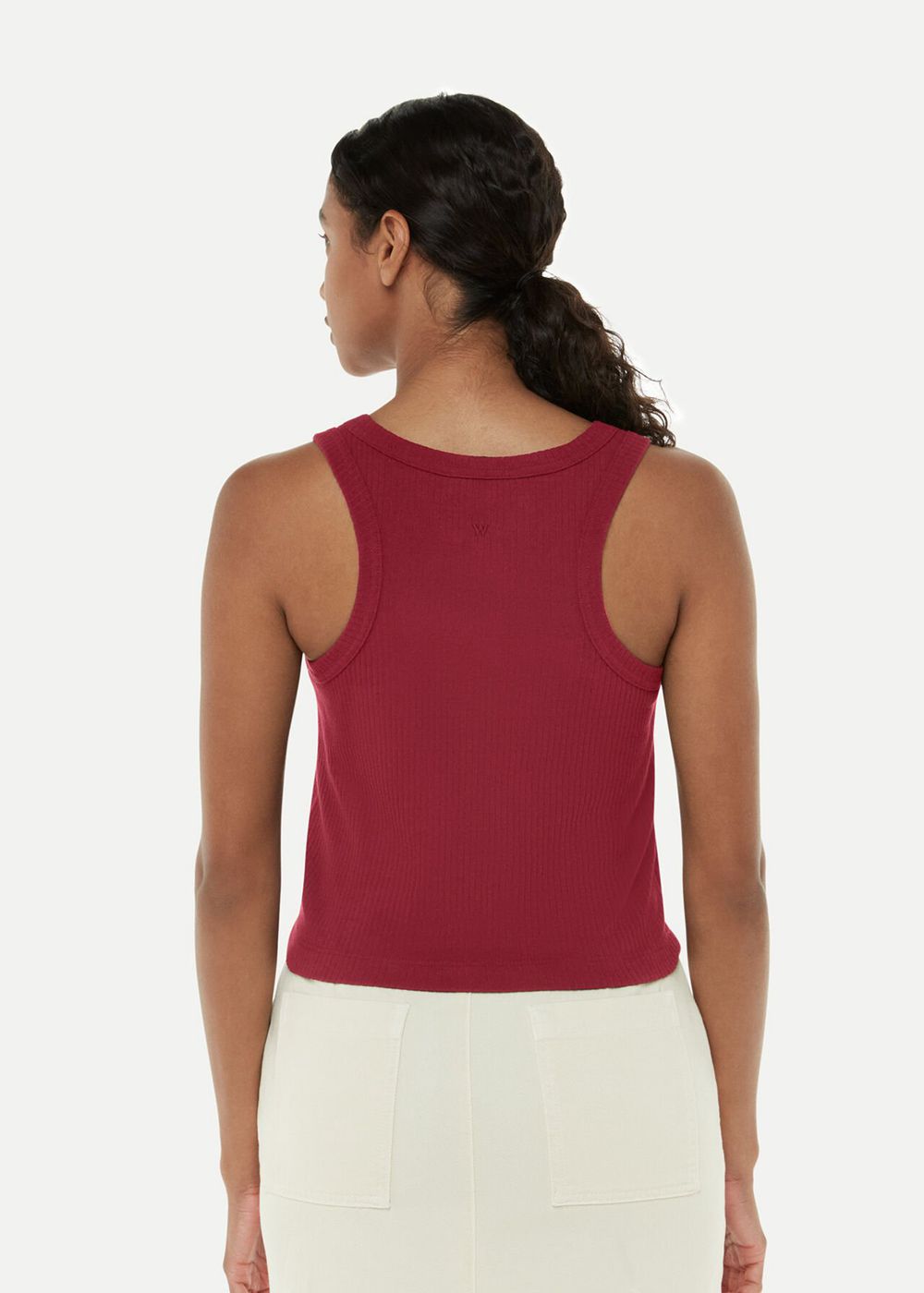 Whistles Crop Rib Vest Top Burgundy | US-37280ZXCW