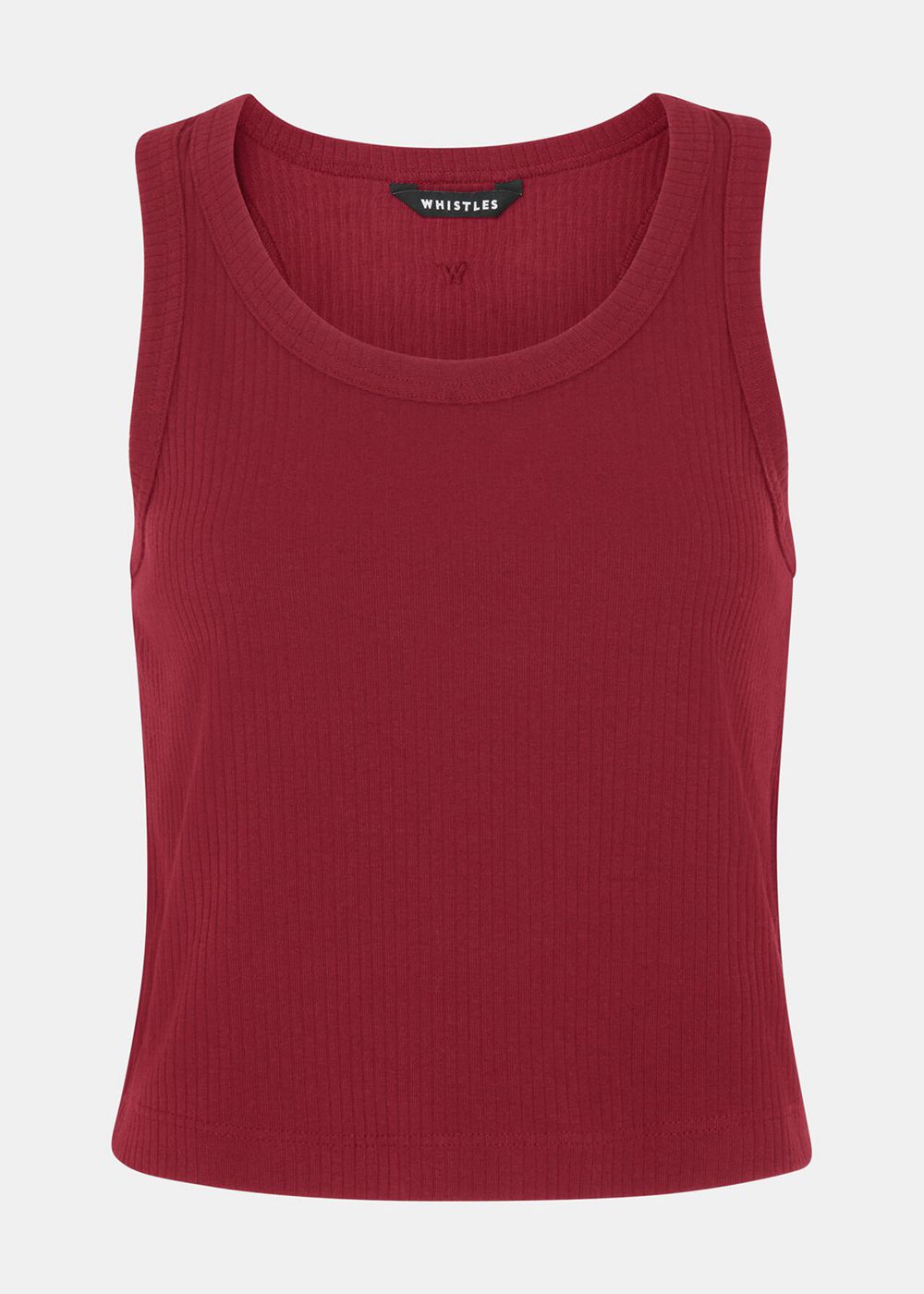 Whistles Crop Rib Vest Top Burgundy | US-37280ZXCW