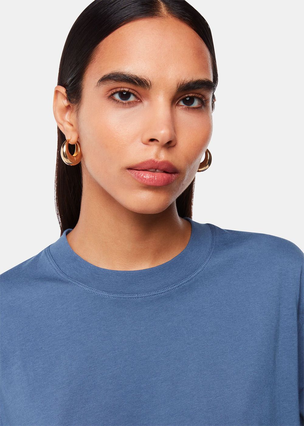 Whistles Cropped Relaxed T-Shirt Blue | US-60592UNZR