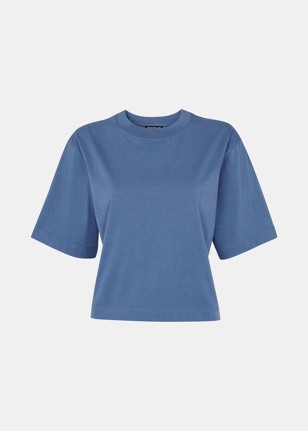 Whistles Cropped Relaxed T-Shirt Blue | US-60592UNZR