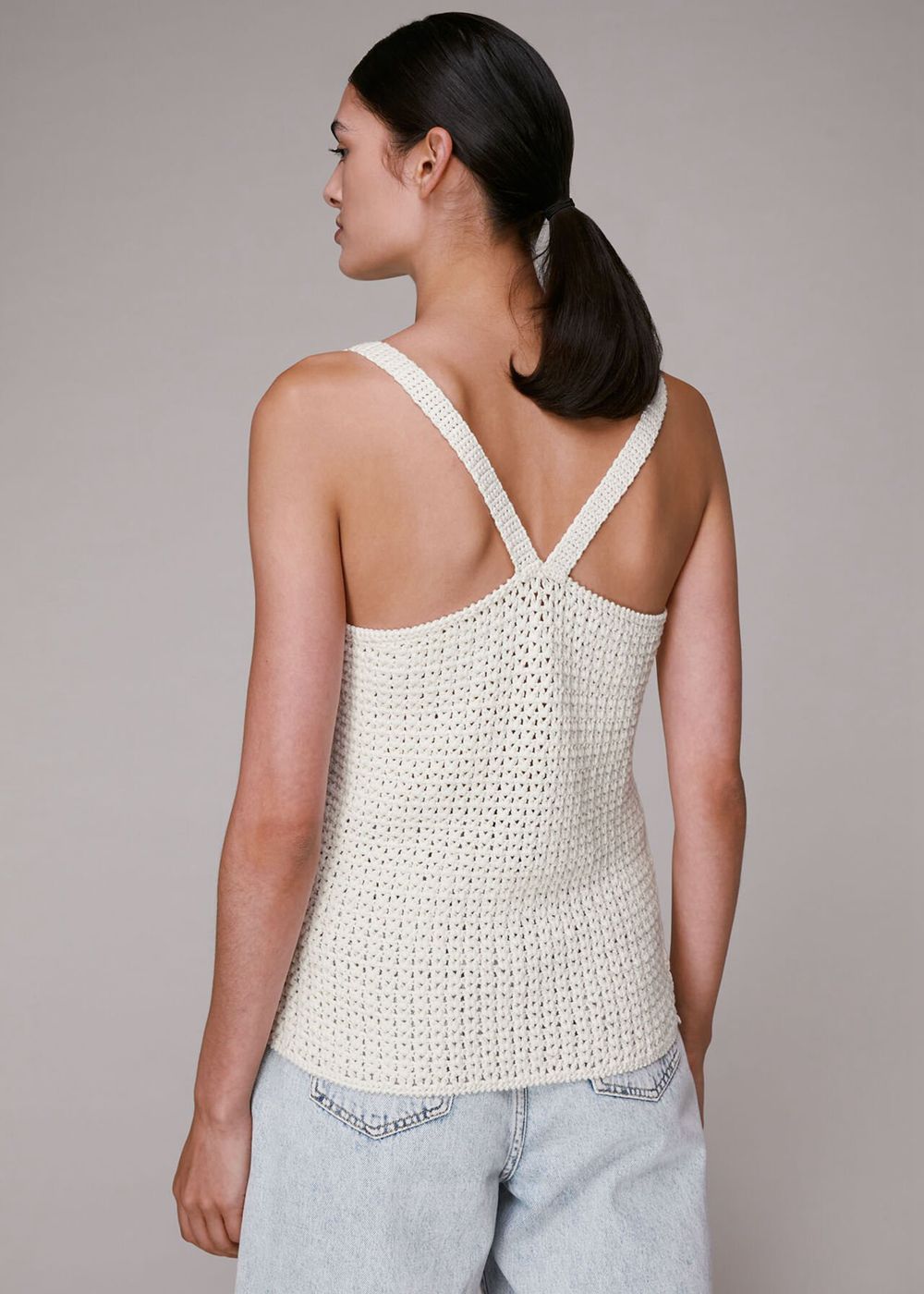 Whistles Cross Back Croche Knitwear White | US-09361ZBLW