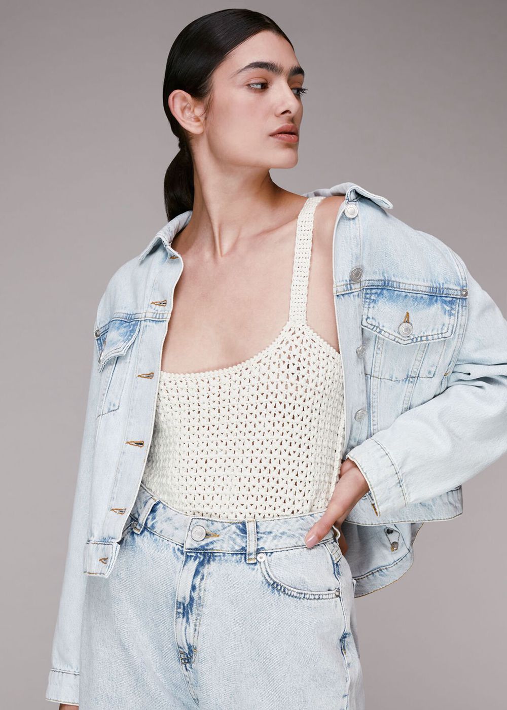 Whistles Cross Back Croche Knitwear White | US-09361ZBLW